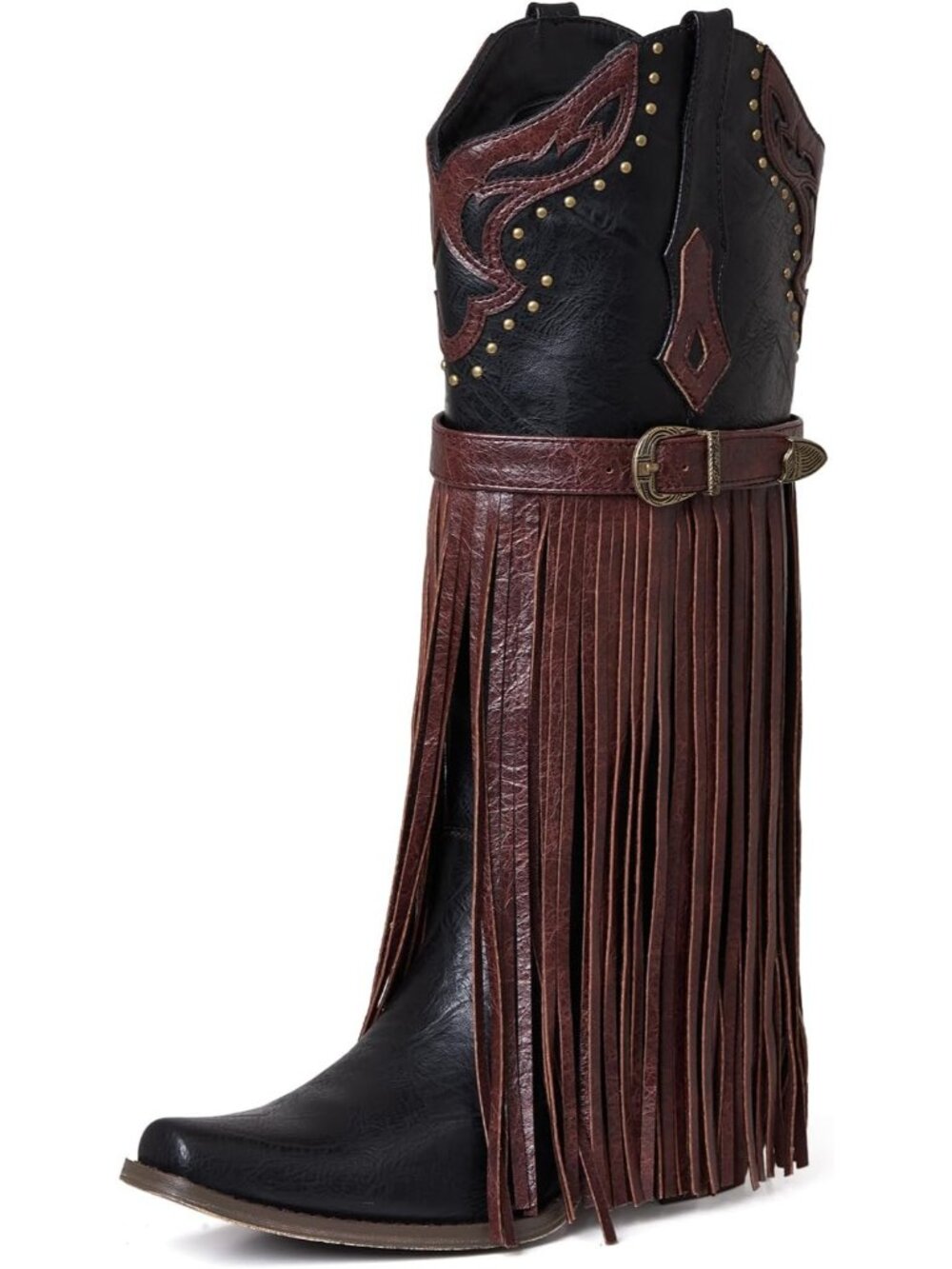 Women's Black Brown Western Bootie Fashion Pointed Toe Chunky Heel Embroidered